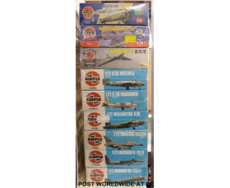 Nine Airfix 1:72 scale model aircraft kits, all in original boxes, all unopened and sealed