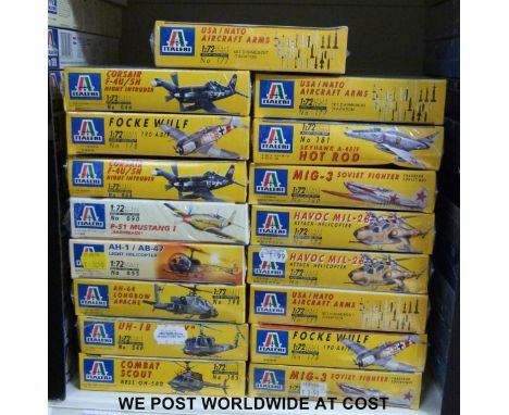 Seventeen Italeri 1:72 scale model aircraft kits, all in original boxes, all unopened and sealed