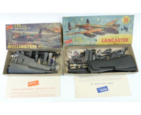 Two early Airfix model kits, Vickers-Armstrong Wellington BIII and Avro Lancaster BI, both in original boxes