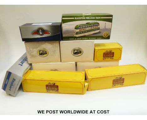 Ten Atlas Editions The Greatest Show On Earth, World of Stobart and Trams diecast model vehicles, all in original boxes. 
