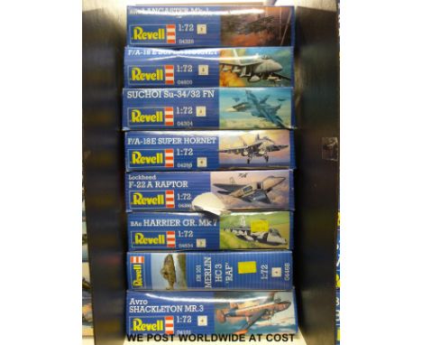 Eight Revell 1:72 scale model aircraft kits, all in original boxes