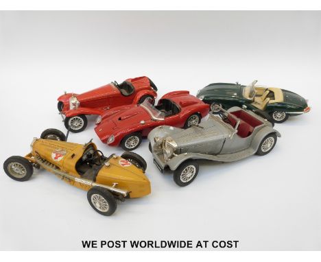 Five Burago 1:18 scale diecast model cars 