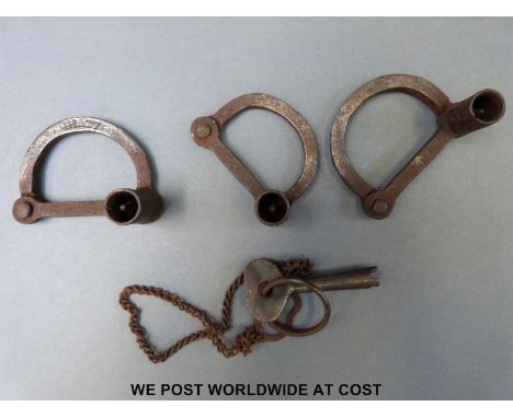 Three vintage padlocks