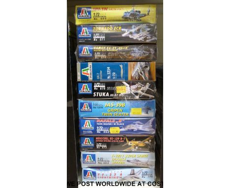 Ten Italeri 1:72 scale model aircraft kits, all in original boxes, all unopened and sealed