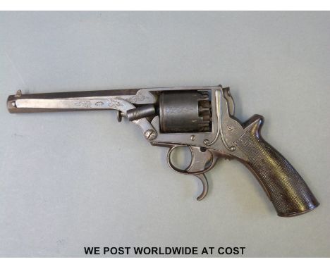 A 54 bore Tranter patent first model five shot percussion revolver retailed by H & J Vincent Melbourne with six inch octagona
