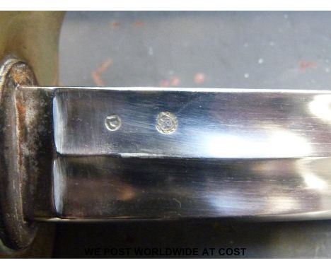 A French Napoleonic style trooper's sword engraved with date 1813 to edge of blade, in metal scabbard