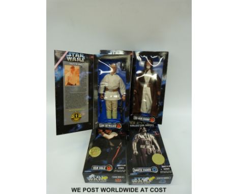 Four Kenner Star Wars Collector Series action figures, Han Solo, Darth Vader, Obi-Wan Kenobi and Luke Skywalker, all in origi