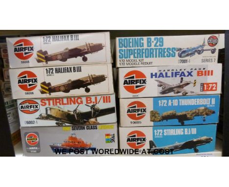 Eight Airfix 1:72 scale model aircraft kits, all in original boxes