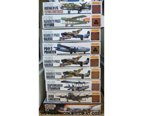 Nine Matchbox 1:72 scale model aircraft kits, all in original boxes