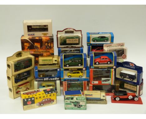 Thirty Matchbox, Britains, Vanguards, Dinky and other diecast model vehicles including Matchbox Fire Engines, Matchbox Collec