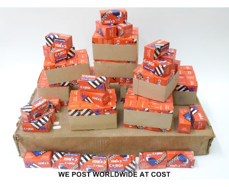 One hundred and forty four Corgi diecast model cars, all in original boxes including one trade pack