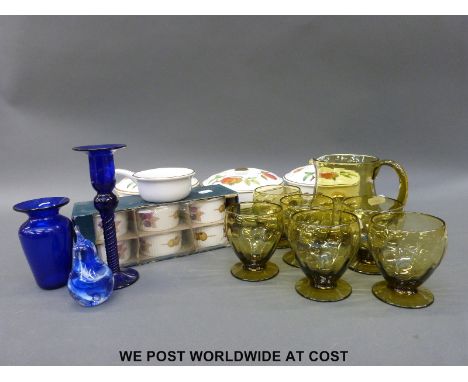 Royal Worcester Evesham Gold dinner ware, Whitefriars lemonade set and Bristol glass etc