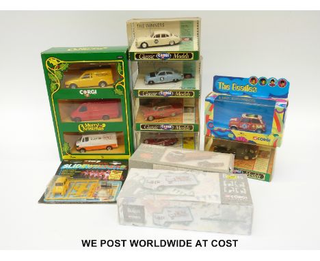 Ten Corgi diecast model vehicles and vehicle sets including The Beatles Collection, Eddie Stobart, Sidewinders kit etc, all i