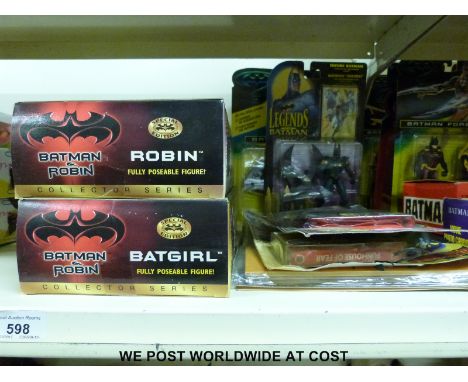 Nine Kenner Batman action figures including four limited edition, all in original boxes, together with six Batman related ite
