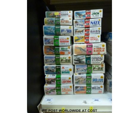 Eighteen Hasegawa 1:72 scale model aircraft kits, all in original boxes. 