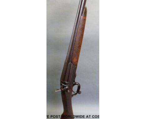 Edwinson Green Cheltenham & Gloucester 12 bore single barelled hammer action shotgun with named 32 inch Damascus barrels, rot