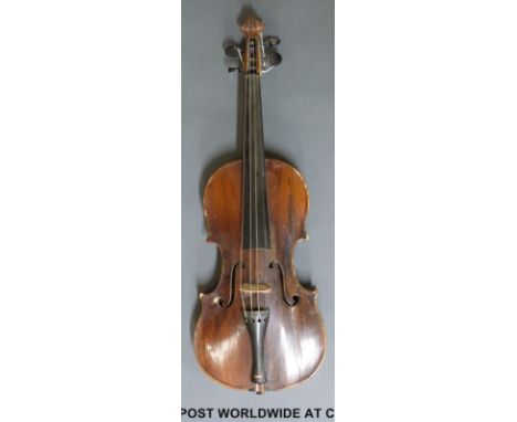 A Czechoslovakian violin with Stradivarius Cremonsis label, 35cm back