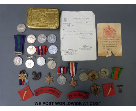 A George VI General Service Medal with Palestine 1945-48 clasp, marked 14945388 Spr C.M. Tennant R.E, with paperwork, togethe