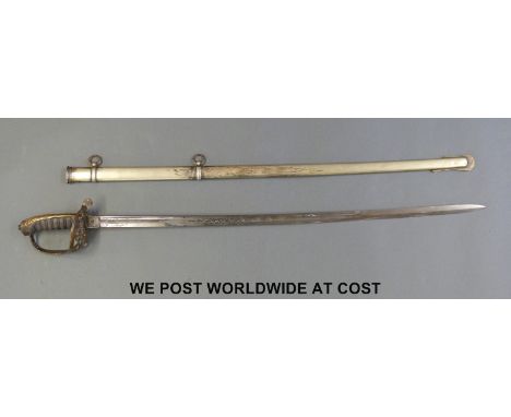 An 1882 pattern British Infantry officer's sword with VR cypher and motto 'posse ad esse', in metal scabbard