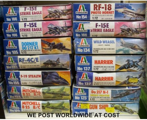 Fourteen Italeri 1:72 scale model aircraft kits, all in original boxes, all unopened and sealed