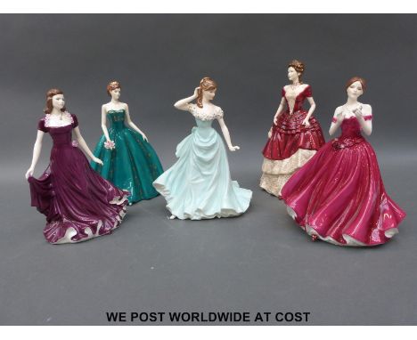 Five Royal Worcester, Royal Doulton and Coalport figurines 