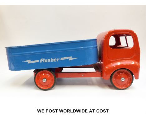 Tri-ang large scale tin plate model 'Flasher' pick up truck painted in red and blue livery