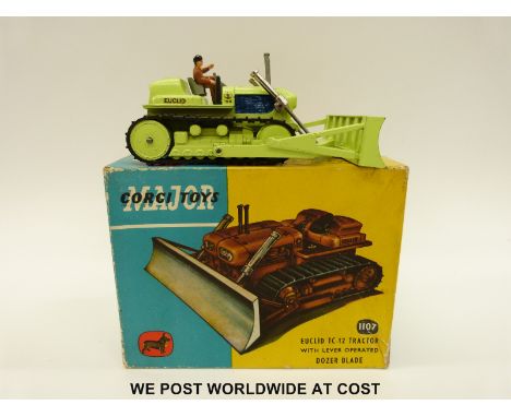 Corgi Major Toys diecast model Euclid TC-12 Tractor with lever operated Dozer Blade, 1107, in original box. 