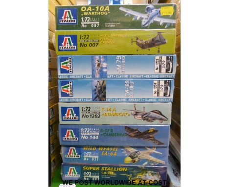 Eight Italeri 1:72 scale model aircraft kits, all in original boxes, all unopened and sealed