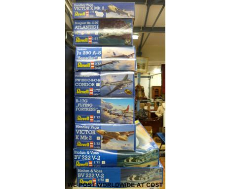 Eight Revell 1:72 scale model aircraft kits, all in original boxes