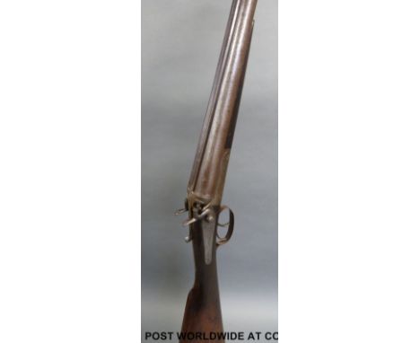 T Horsley & son 12 bore side by side shotgun with scrolling engraving to the side locks and hammers, double trigger and 26.5 
