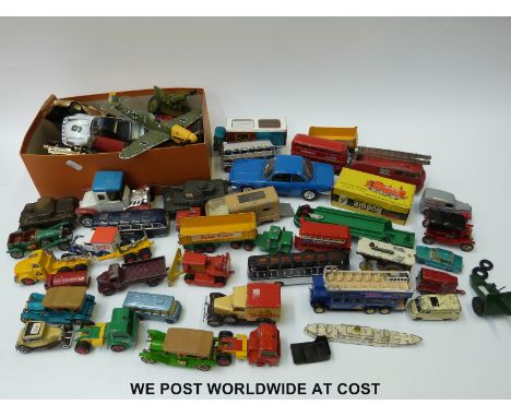 Over 40 Matchbox and other diecast model vehicles together with a Budgie Toys Railway Engine 224 in original box and a Tri-an