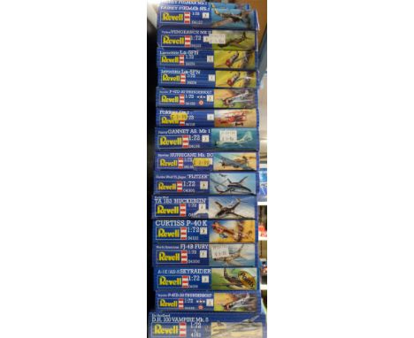 Sixteen Revell 1:72 scale model aircraft kits, some unopened and sealed