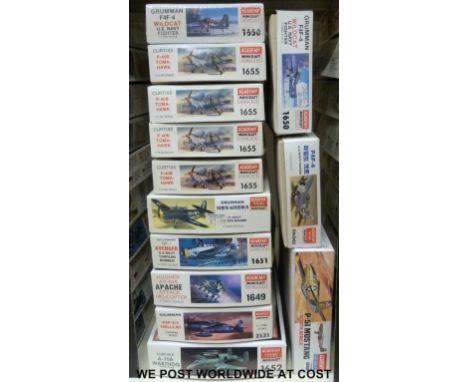 Thirteen Academy Minicraft 1:72 scale model aircraft kits, all in original boxes, some unopened and sealed. 