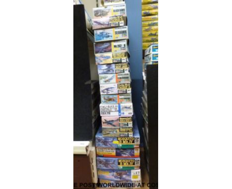 Seventeen Hasegawa 1:72 scale model aircraft kits, all in original boxes. 