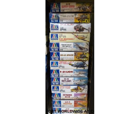 Thirteen Italeri 1:72 scale model aircraft kits, all in original boxes, all unopened and sealed