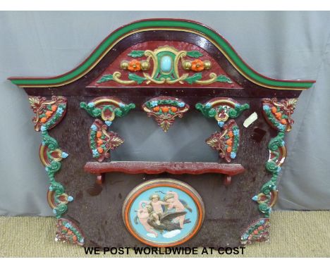 A painted and moulded fairground sideshow surround (W151 x H142cm)