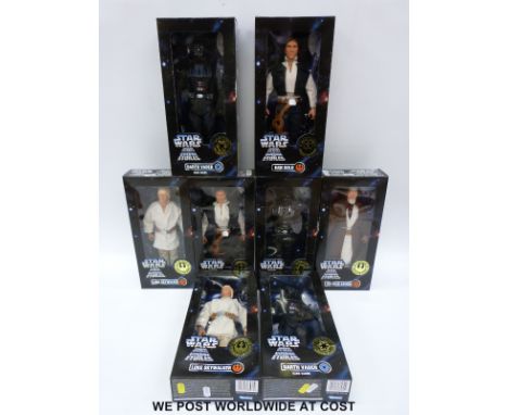 Eight Kenner Star Wars Collector Series action figures, Obi-Wan Kenobi, three Darth Vader, two Han Solo and two Luke Skywalke