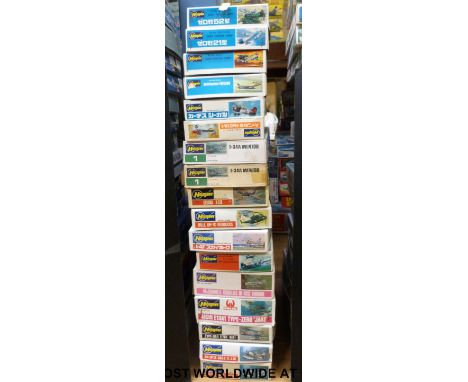 Seventeen Hasegawa 1:72 scale model aircraft kits, all in original boxes. 