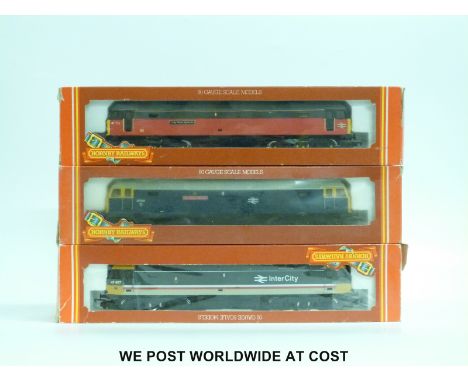 Three Hornby 00 gauge BR CO-CO Class 47 diesel locomotives, 'The Queen Mother' R.404, 'Rail Riders' R.354 and 'Lady Diana Spe