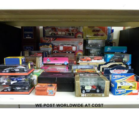 Fifty Corgi, Minichamps, Matchbox Lesney, Vanguards, Siku and other diecast model vehicles including two Daimler 100 Years of