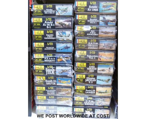 Twenty Heller 1:72 scale model aircraft kits, all in original boxes, all unopened and sealed. 