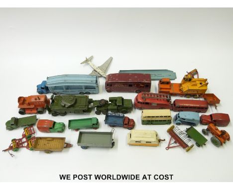 Twenty-five Dinky Toys and Dinky Supertoys diecast model commercial, military and agricultural vehicles, including Express Ho