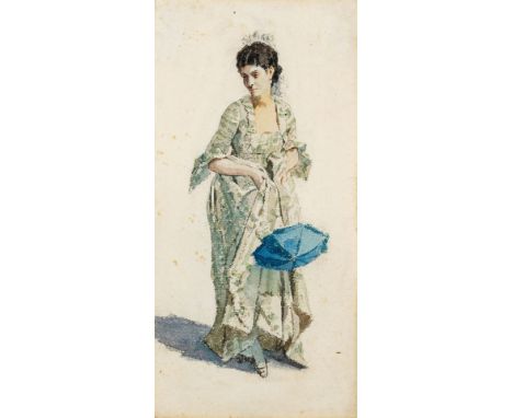 1842 Prag - 1920 München. Studium an der Wiener Kunstakademie,  war u.a. tätig in Venedig.  Aquarell/Papier. Bildnis einer ju