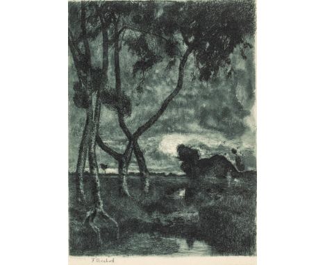 1869 Bremen - 1909 Bröcken bei Vegesack. Radierung. 'Sturm im Moor'. 1895. In der Pl. sign. U.l. mit  Bleistift bet. 22 x 16 