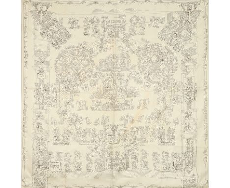 AUFLÖSUNG EINER SAMMLUNG. HERMÈS Seidencarré "ASTRES ET SOLEILS", by Annie Faivre, Entwurf erstmals erschienen 1994. Akt. NP.