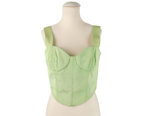 GIANNI VERSACE VINTAGE Bustier, Gr.: ca. 36. Modell in Hellgrün aus Baumwolle in klassischer Bustierform. Breite mit Nähten v