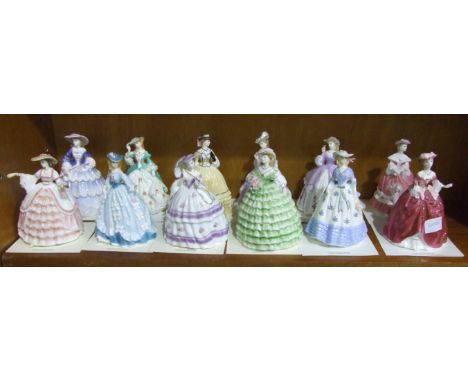 A collection of twelve Royal Worcester 'The Fashionable Victorians' figurines, all with certificates, (12).