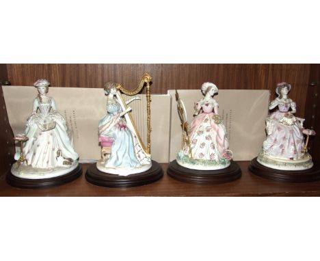 A set of four limited edition Royal Worcester figurines from the 'The Graceful Arts' collection: Poetry, Music, Painting (a/f