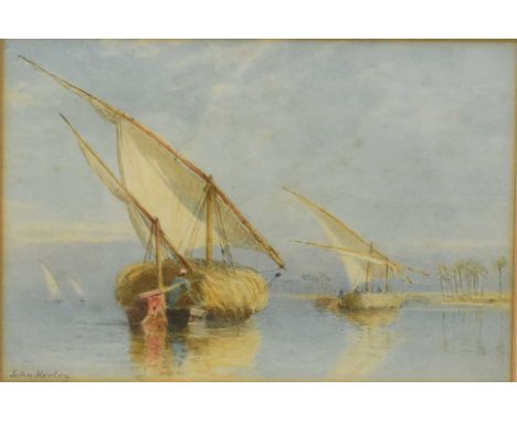 John II Varley (1850-1933) Feluccas on the Nile, signed lower left, watercolour
Provenance: Collection of Mr Magdi Obeid, pur