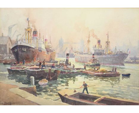 ARR George Ayling (1887-1960) Inner Pool, London, signed lower left, watercolour, 28 x 53.5 cm, frame 61 x 77 cm
Provenance: 